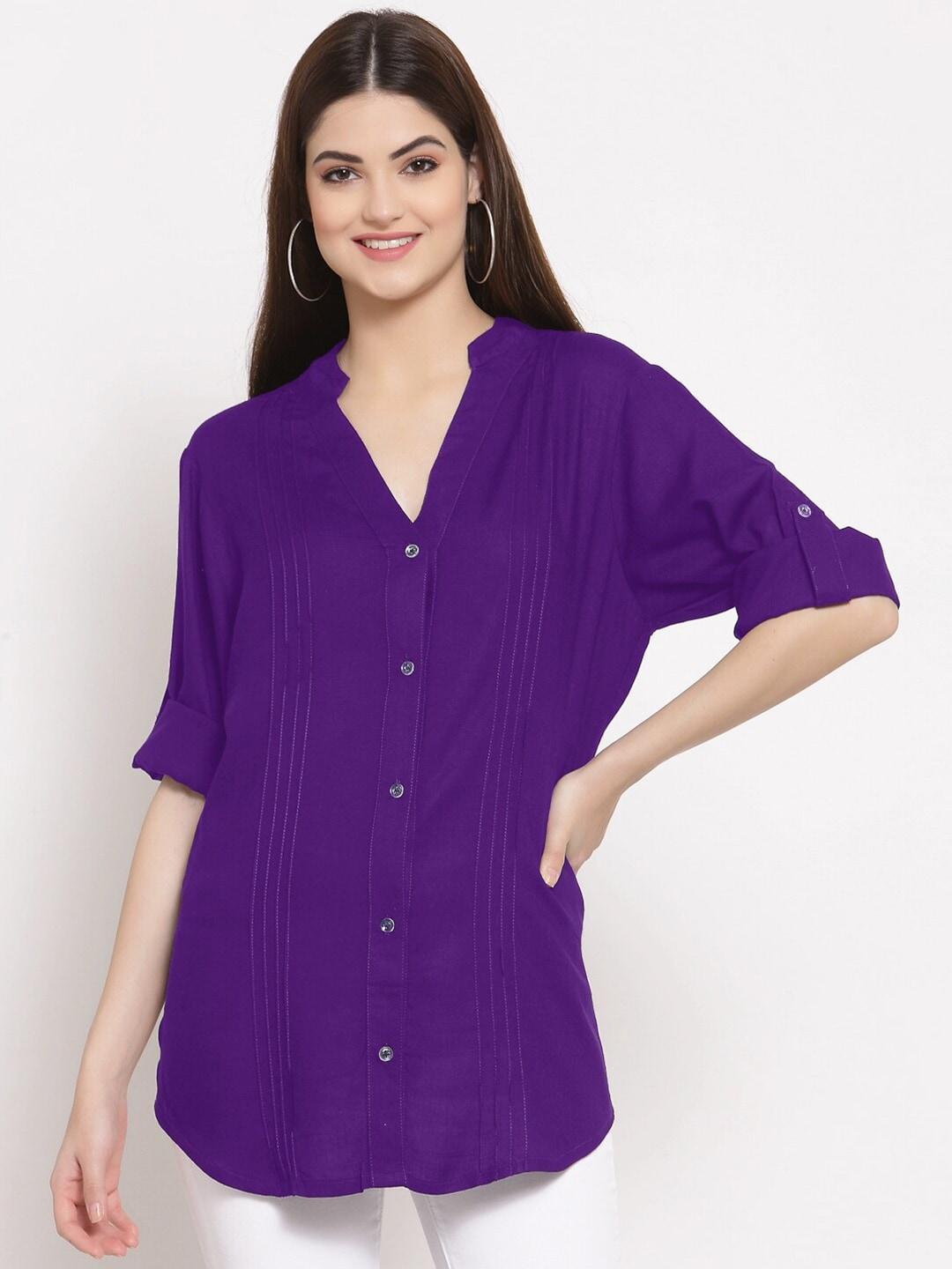 patrorna-women-purple-comfort-casual-shirt