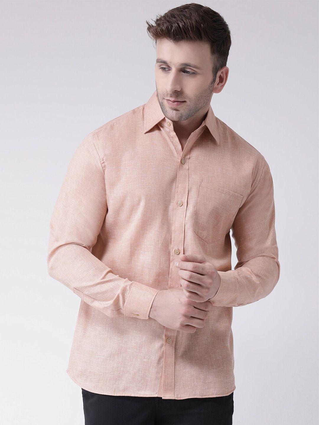 RIAG Men Beige Cotton Casual Shirt