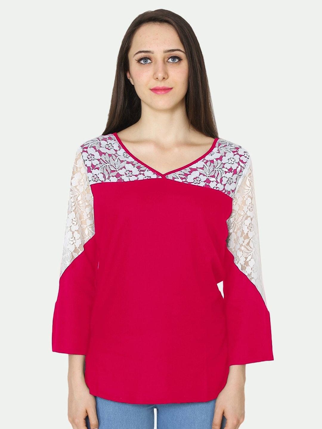 patrorna-woman-pink-lace-regular-top