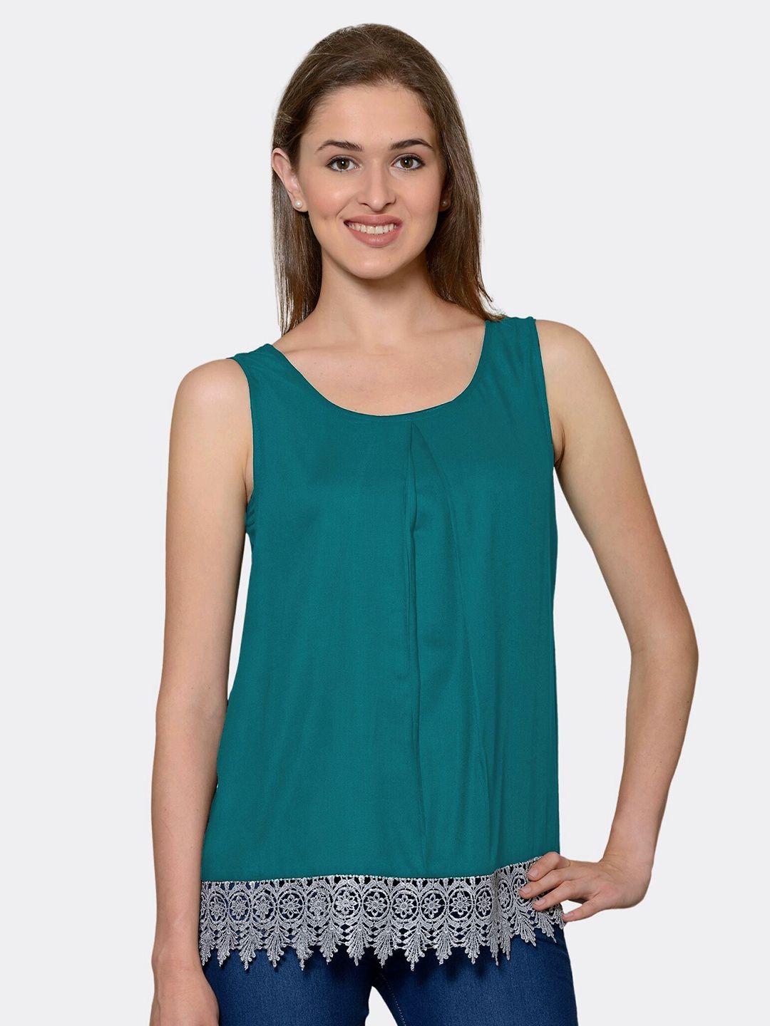 patrorna-women-green-round-neck-sleeveless-top