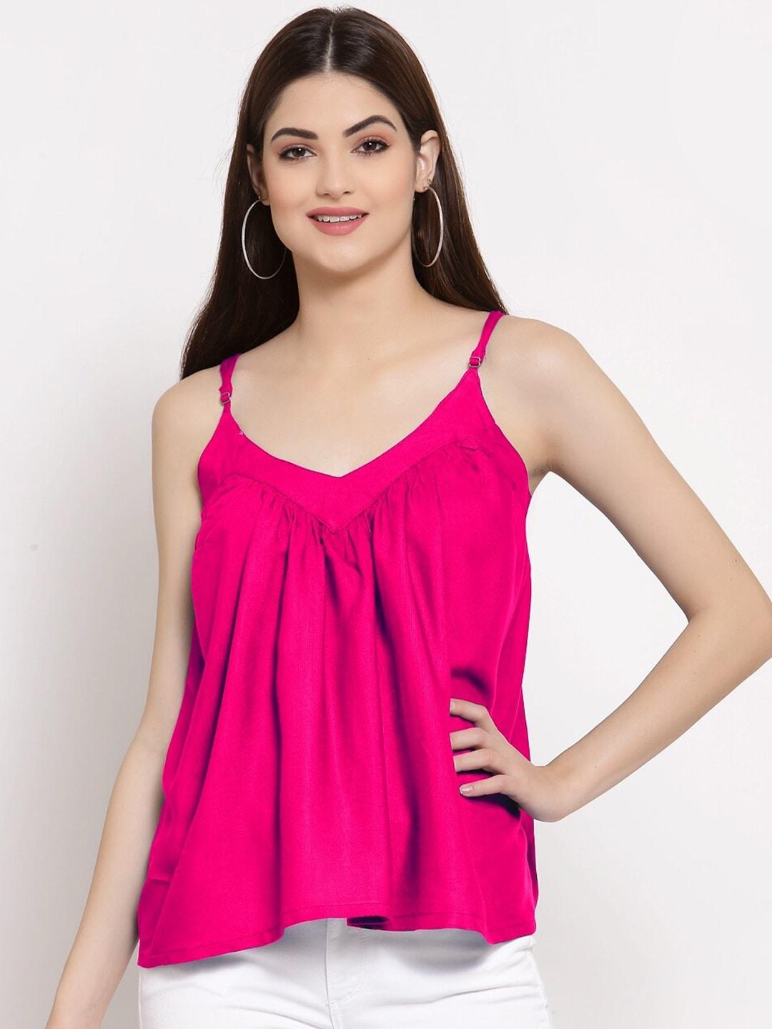 patrorna-pink-solid-shoulder-straps-cotton-blend-top