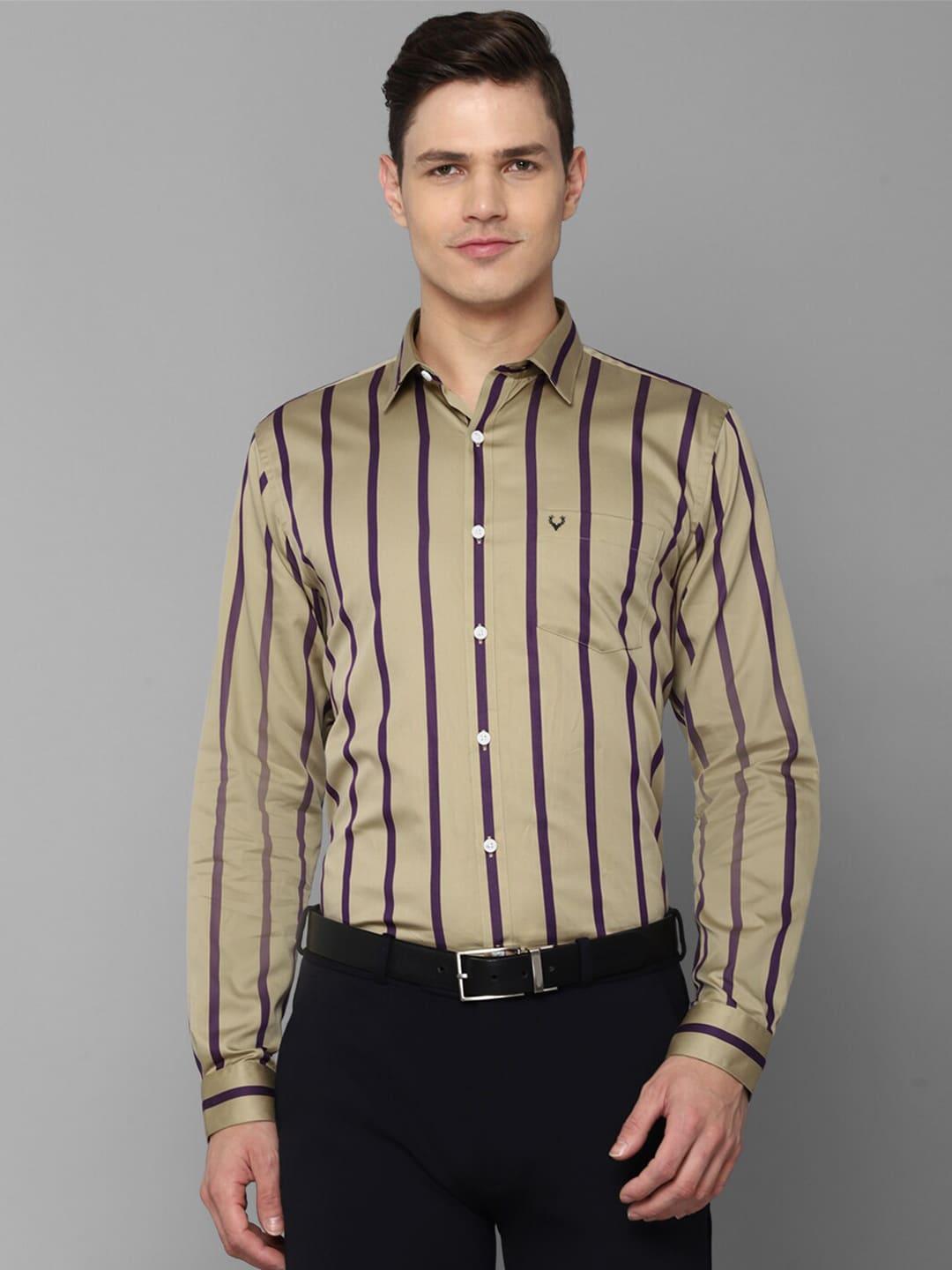 allen-solly-men-khaki-slim-fit-striped-formal-shirt