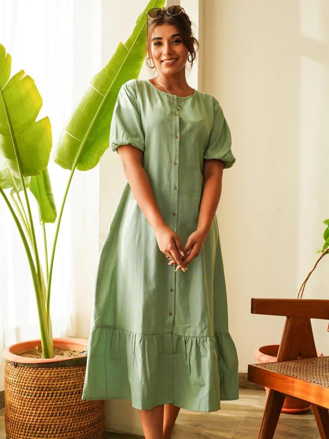 NANGALIA RUCHIRA Green A-Line Midi Dress