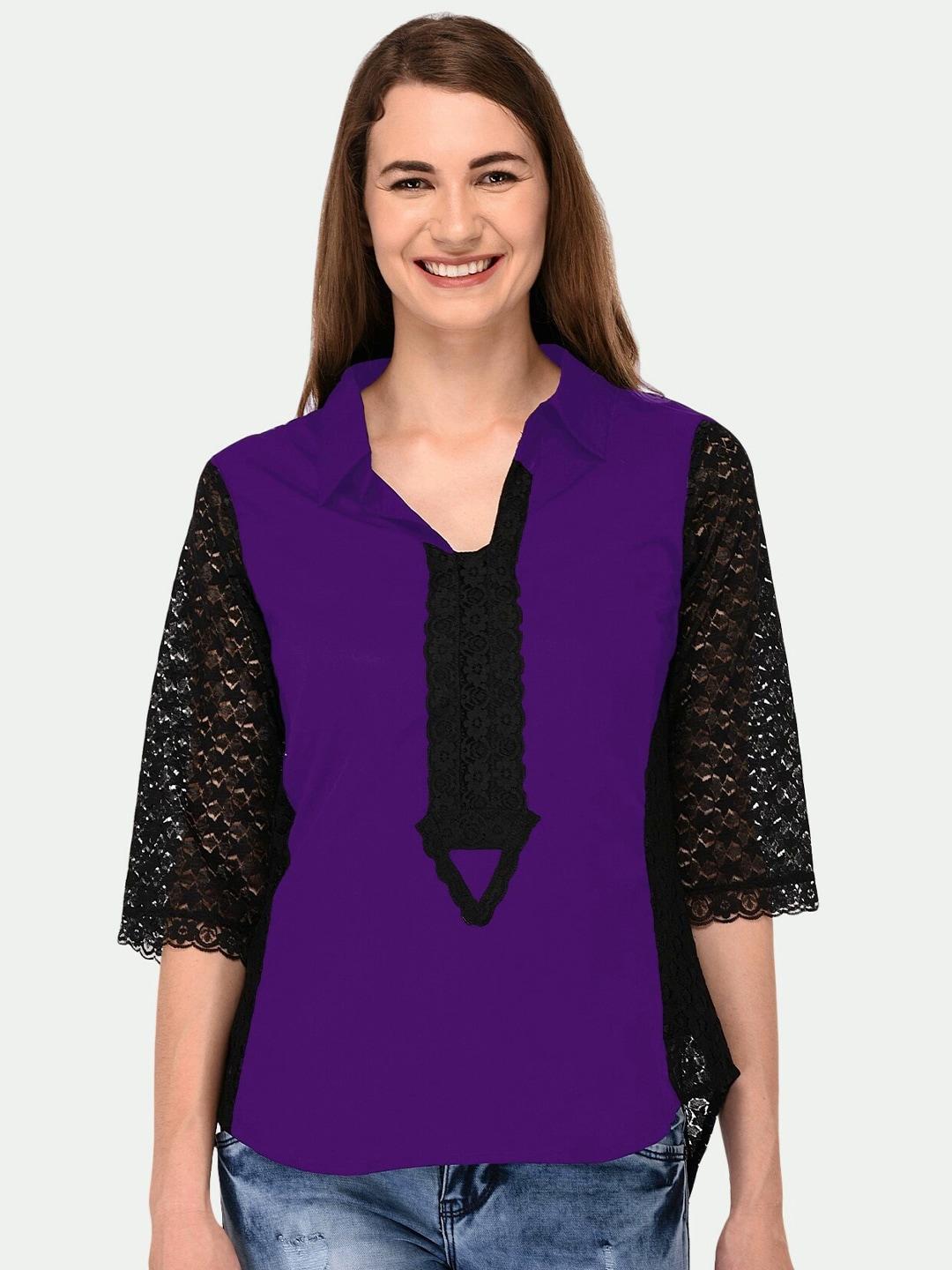 patrorna-women-purple-&-black-top