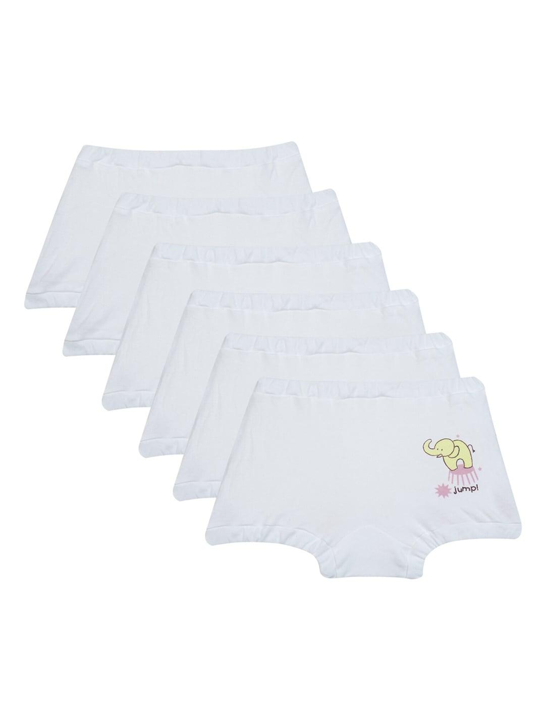 Bodycare Kids Boys Pack of 6 White Printed Cotton Trunks
