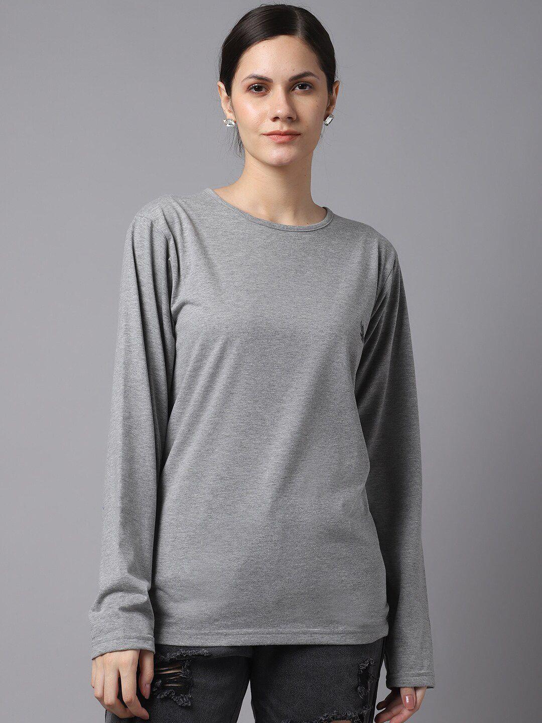 VIMAL JONNEY Women Grey Melange T-shirt