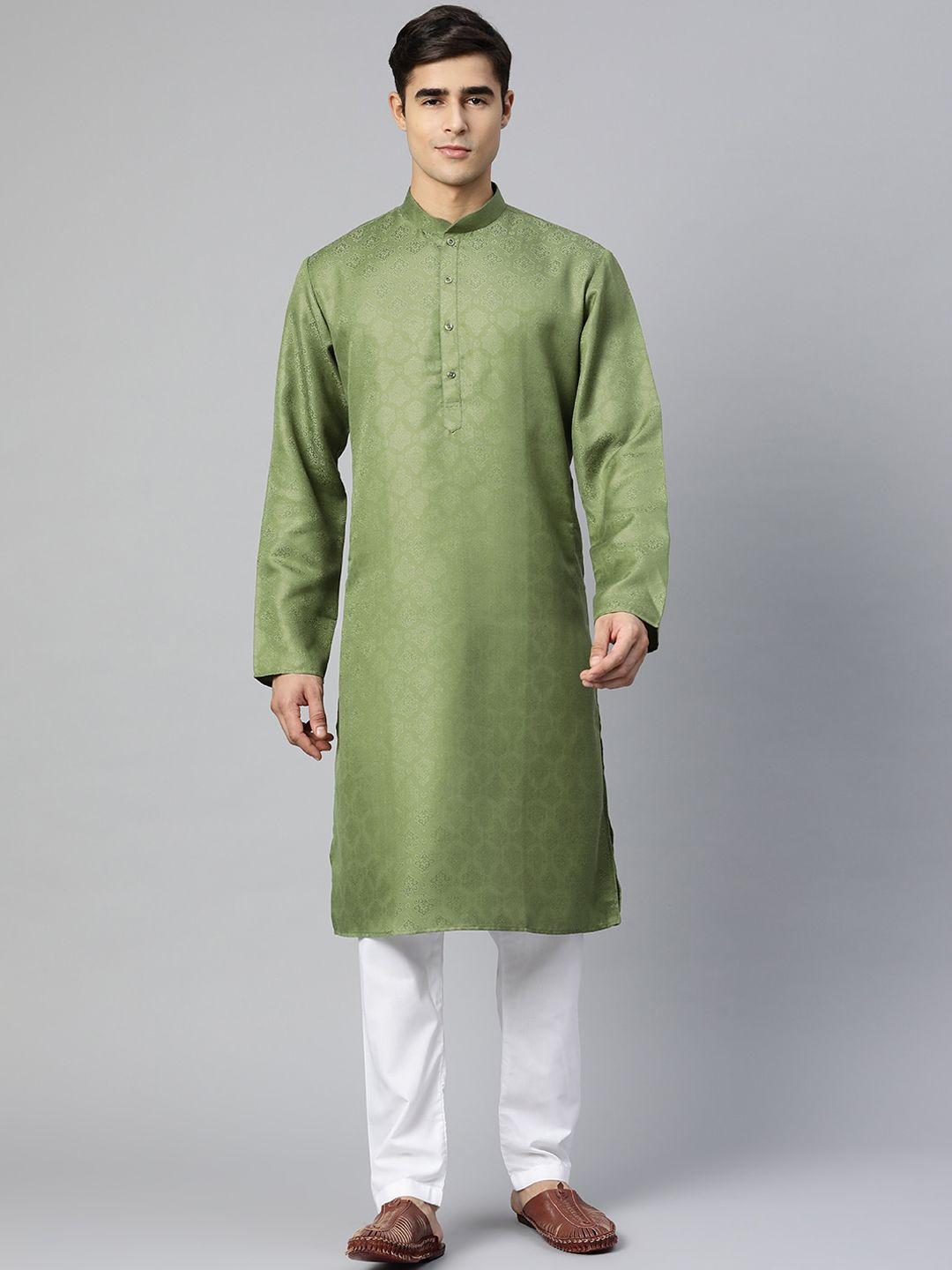 manq-men-green-ethnic-motif-woven-design-straight-kurta