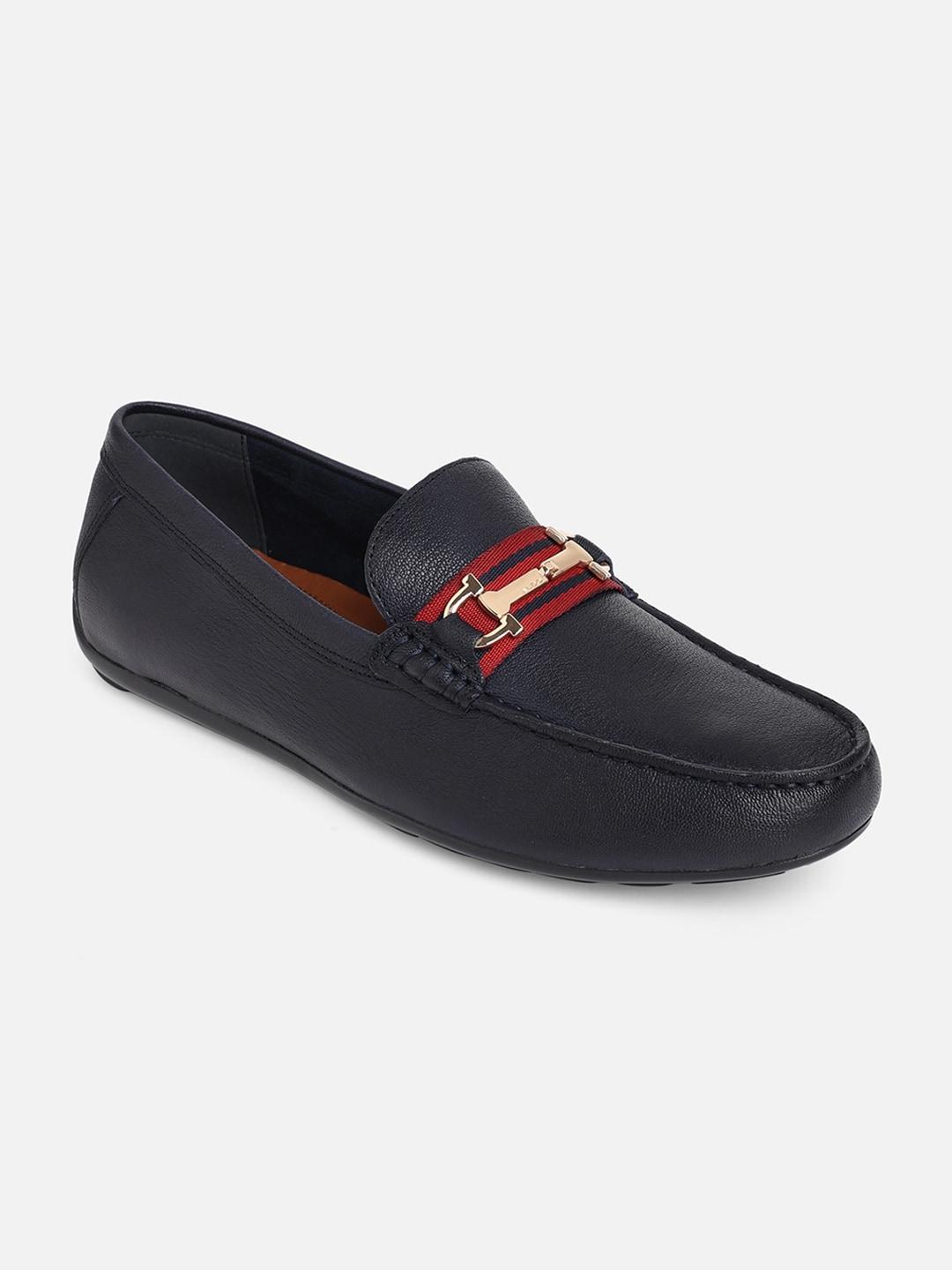 aldo-men-navy-blue-leather-loafers