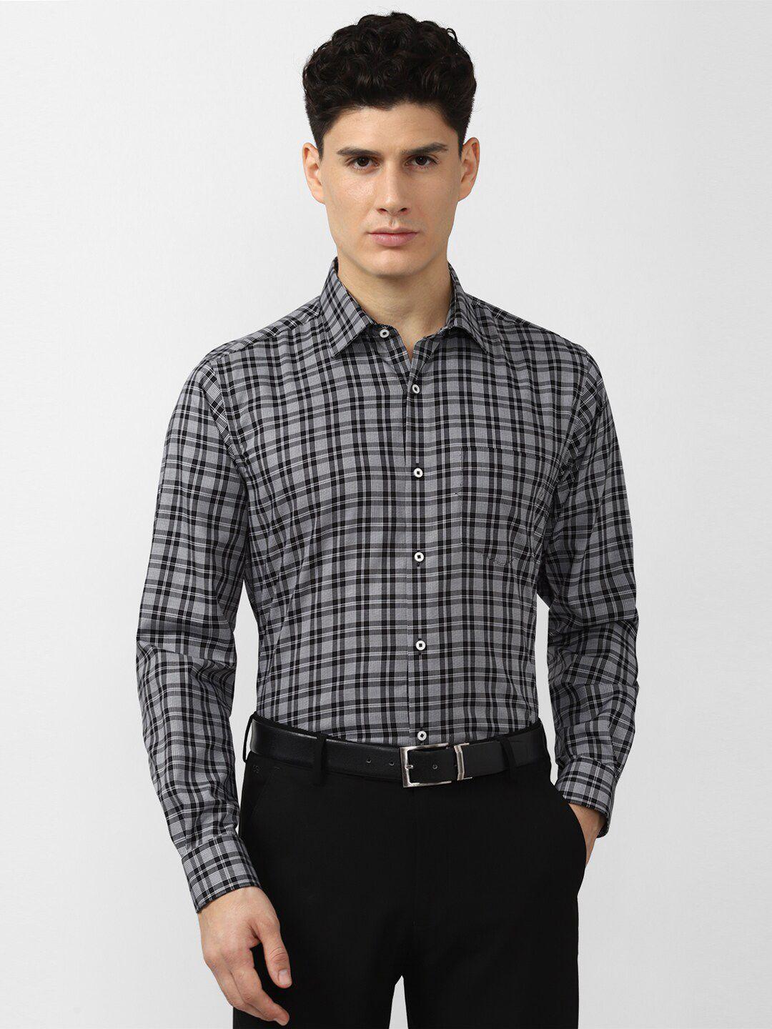 van-heusen-men-grey-checked-formal-shirt