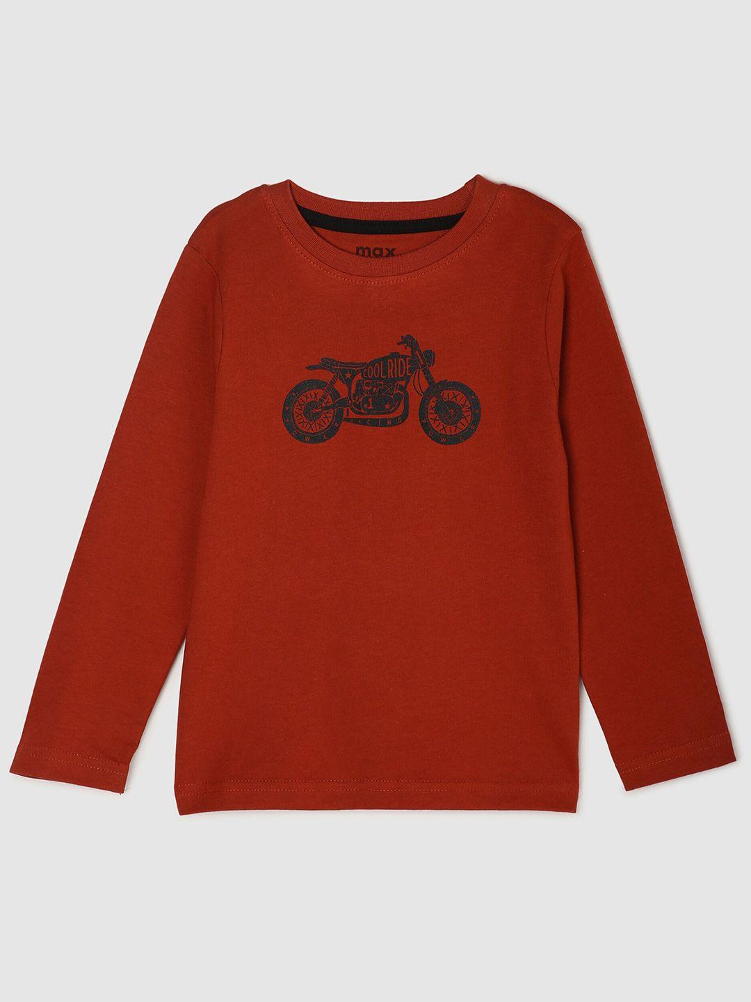 max Boys Red Biker Printed T-shirt