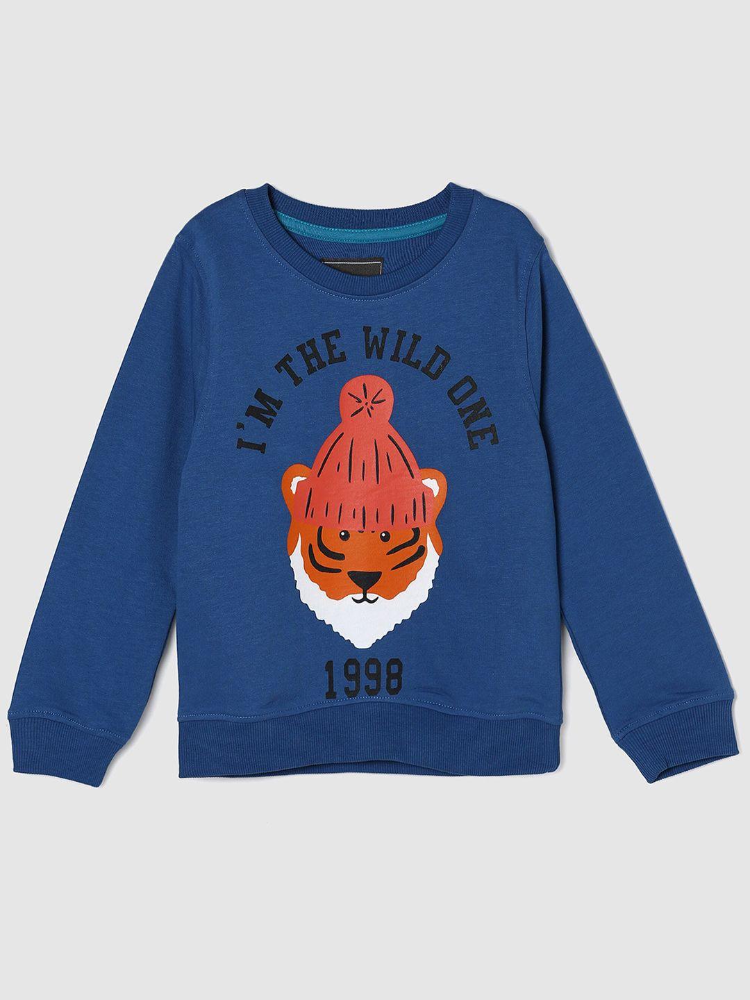 max Boys Blue Graphic Printed Pure Cotton Sweatshirt