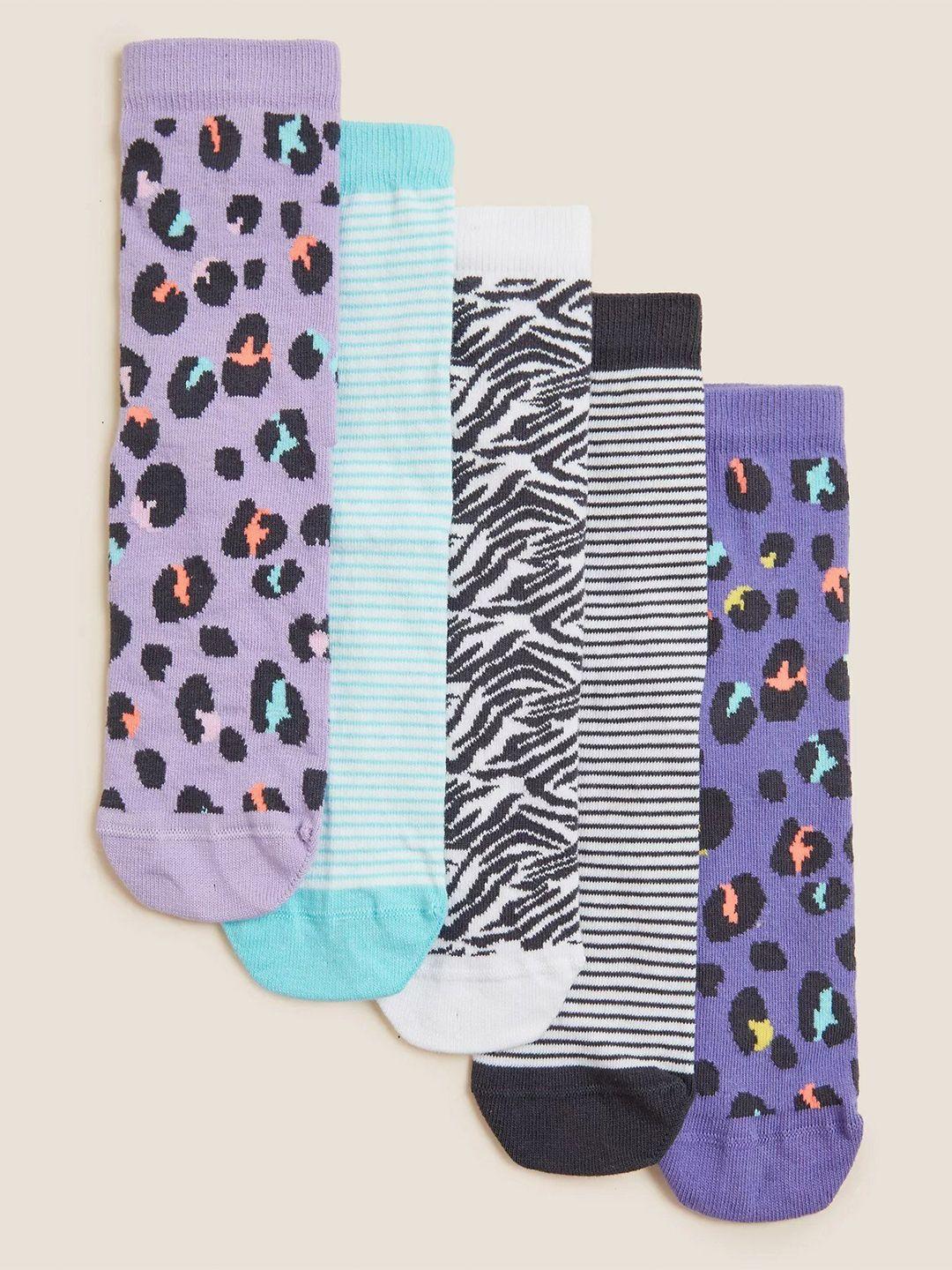 Marks & Spencer Infants Girls Pack Of 5 Patterned Ankle-Length Socks