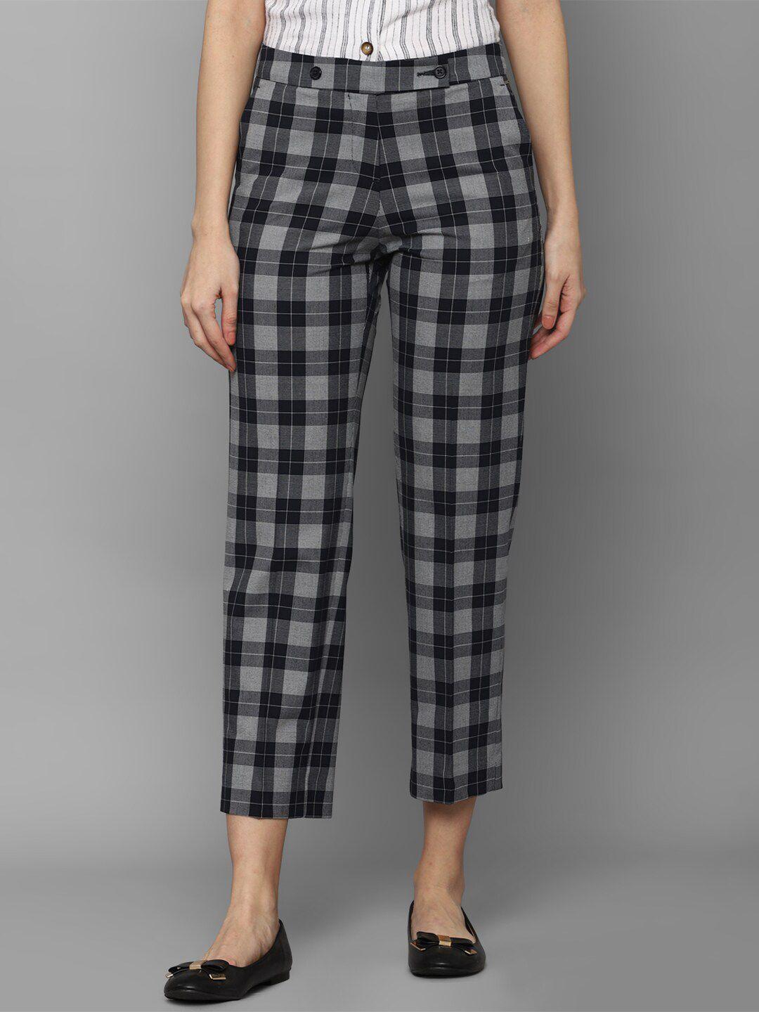 allen-solly-woman-women-black-checked-regular-fit-trousers