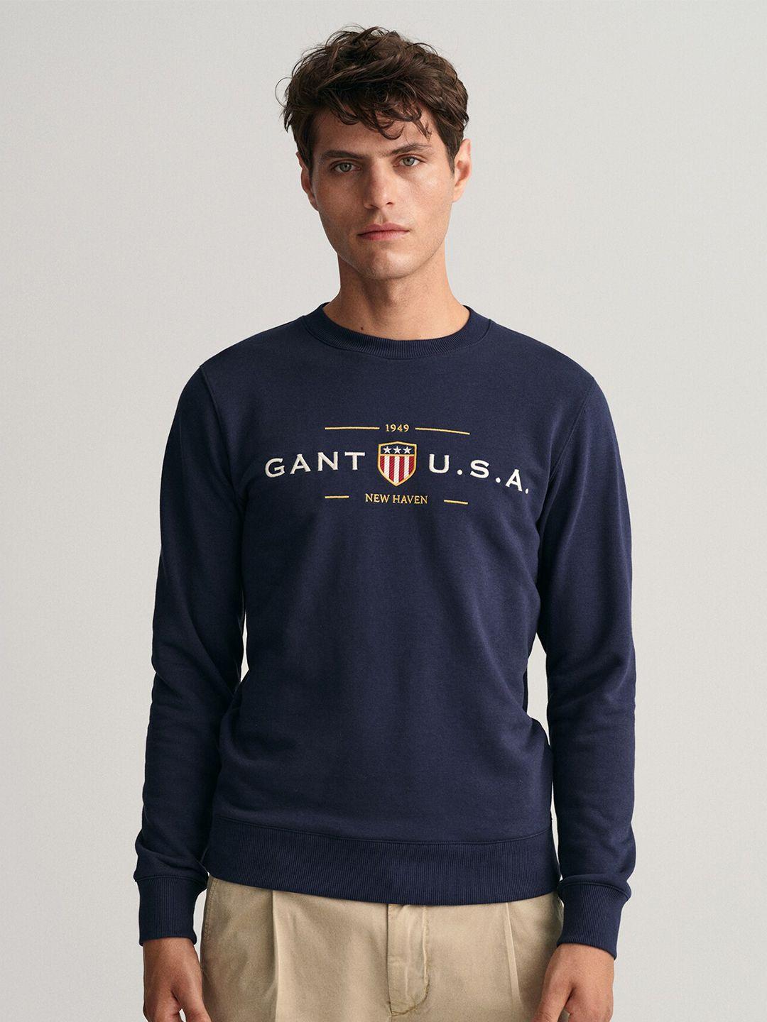 gant-men-blue-printed-hooded-sweatshirt