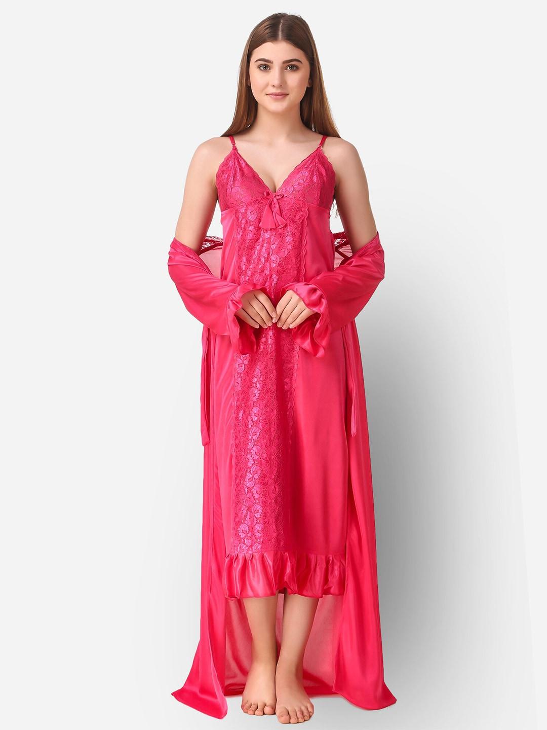 Romaisa Women Pink Maxi Nightdress