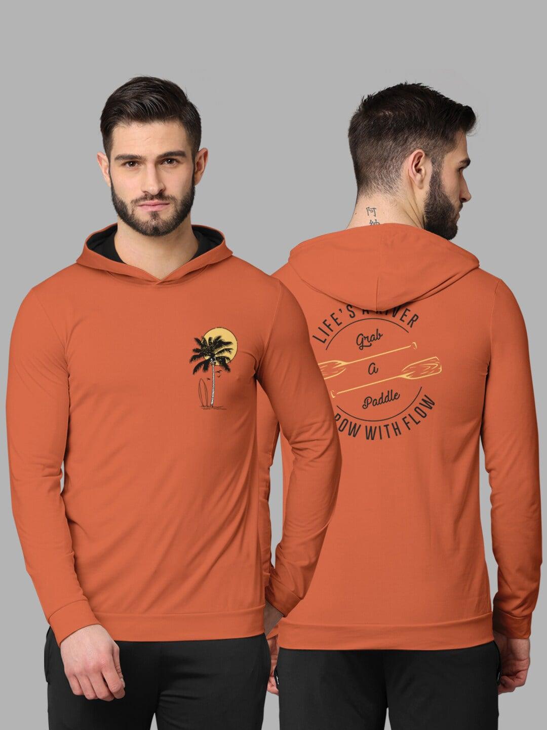 BULLMER Men Orange Typography Printed Cotton T-shirt