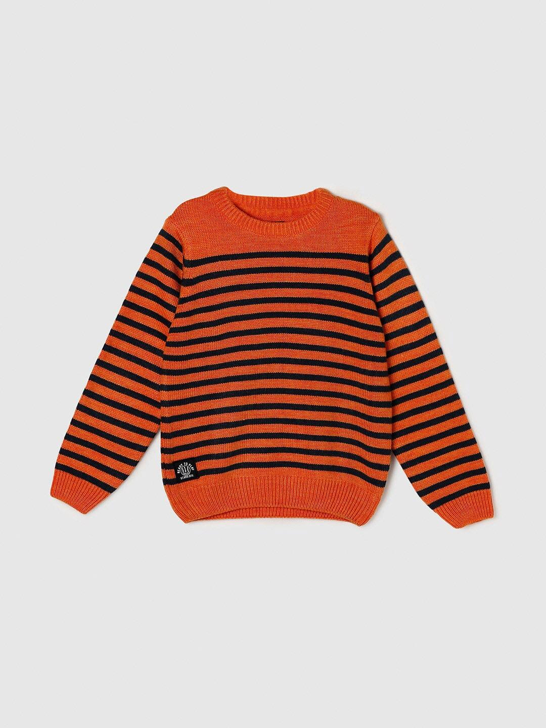 max-boys-orange-&-black-striped-pullover
