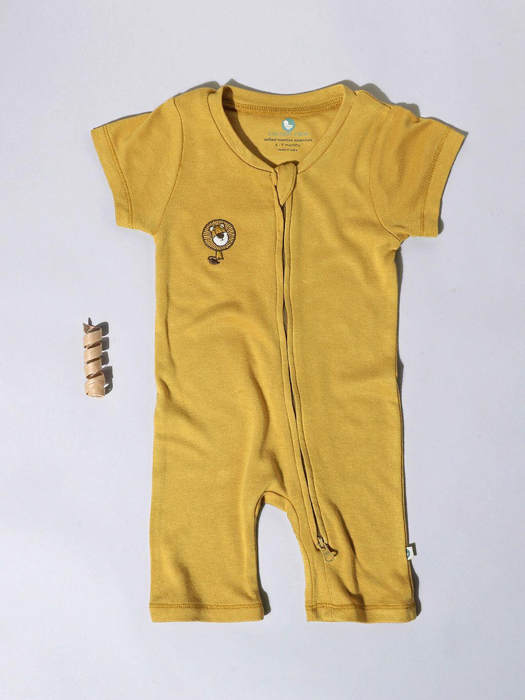 cocoon care Infant Kids Mustard Yellow Solid Rompers