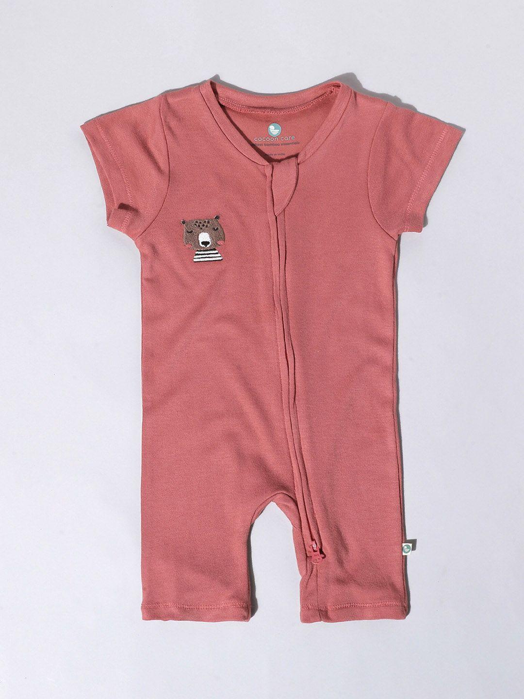 cocoon-care-unisex-kids-brick-red-rompers-with-front-open-zipper