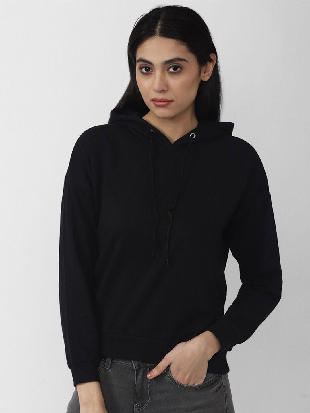 van-heusen-woman-black-solid-hooded-sweatshirt