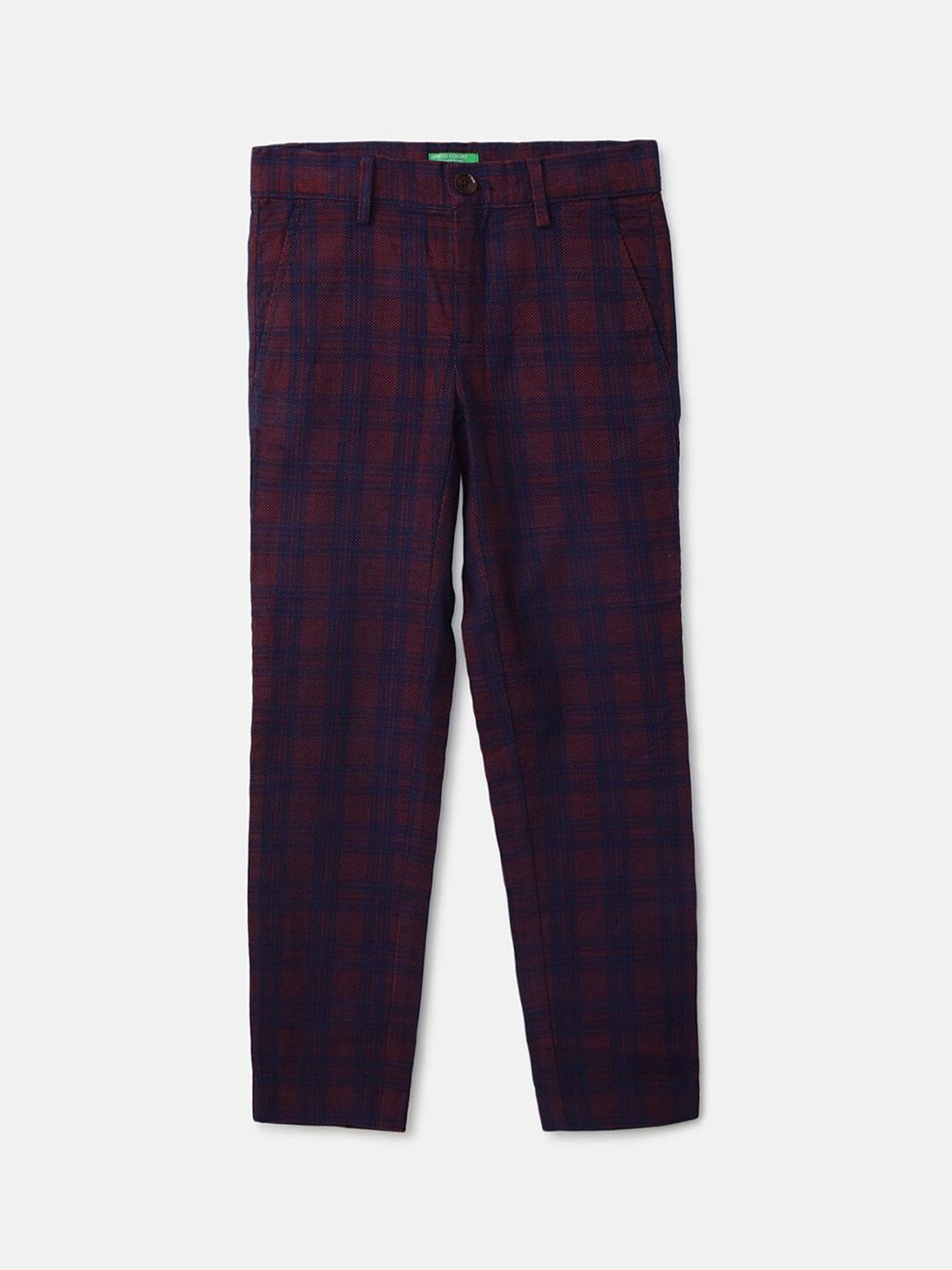 United Colors of Benetton Boys Multicoloured Checked Trousers
