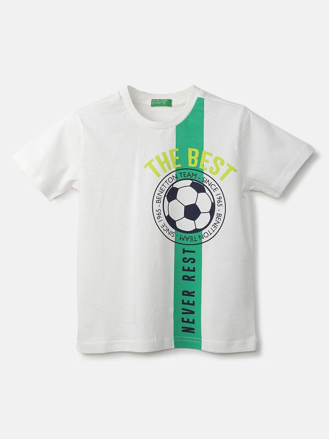 United Colors of Benetton Boys White Typography Printed T-shirt