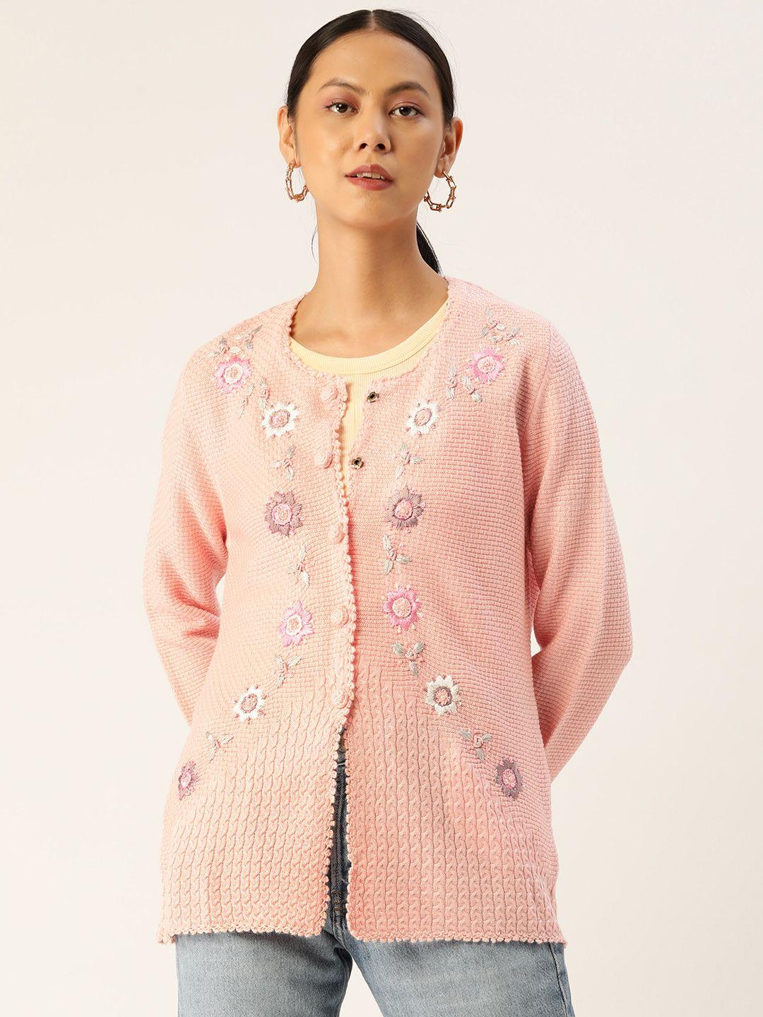 APSLEY Women Pink Floral Embroidered Cardigan