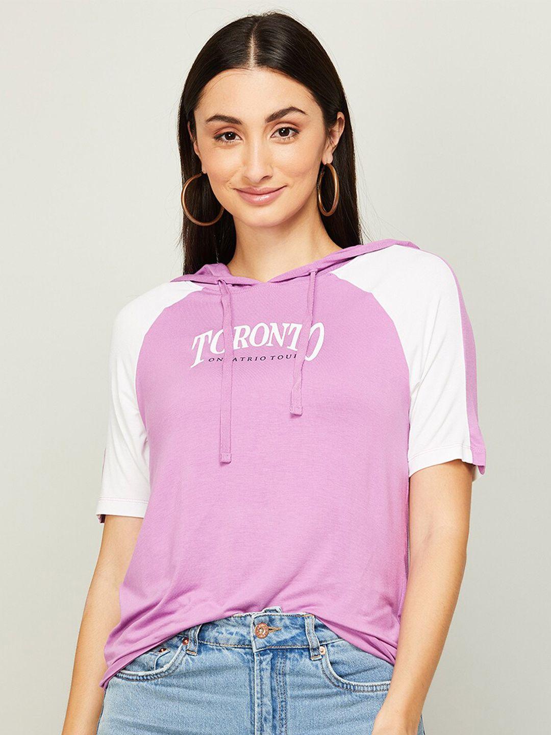 Fame Forever by Lifestyle Women Purple & White Print Top