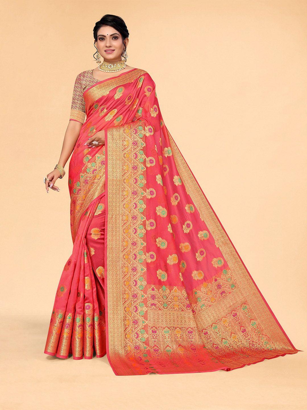 all-about-you-pink-&-gold-toned-floral-organza-kanjeevaram-saree