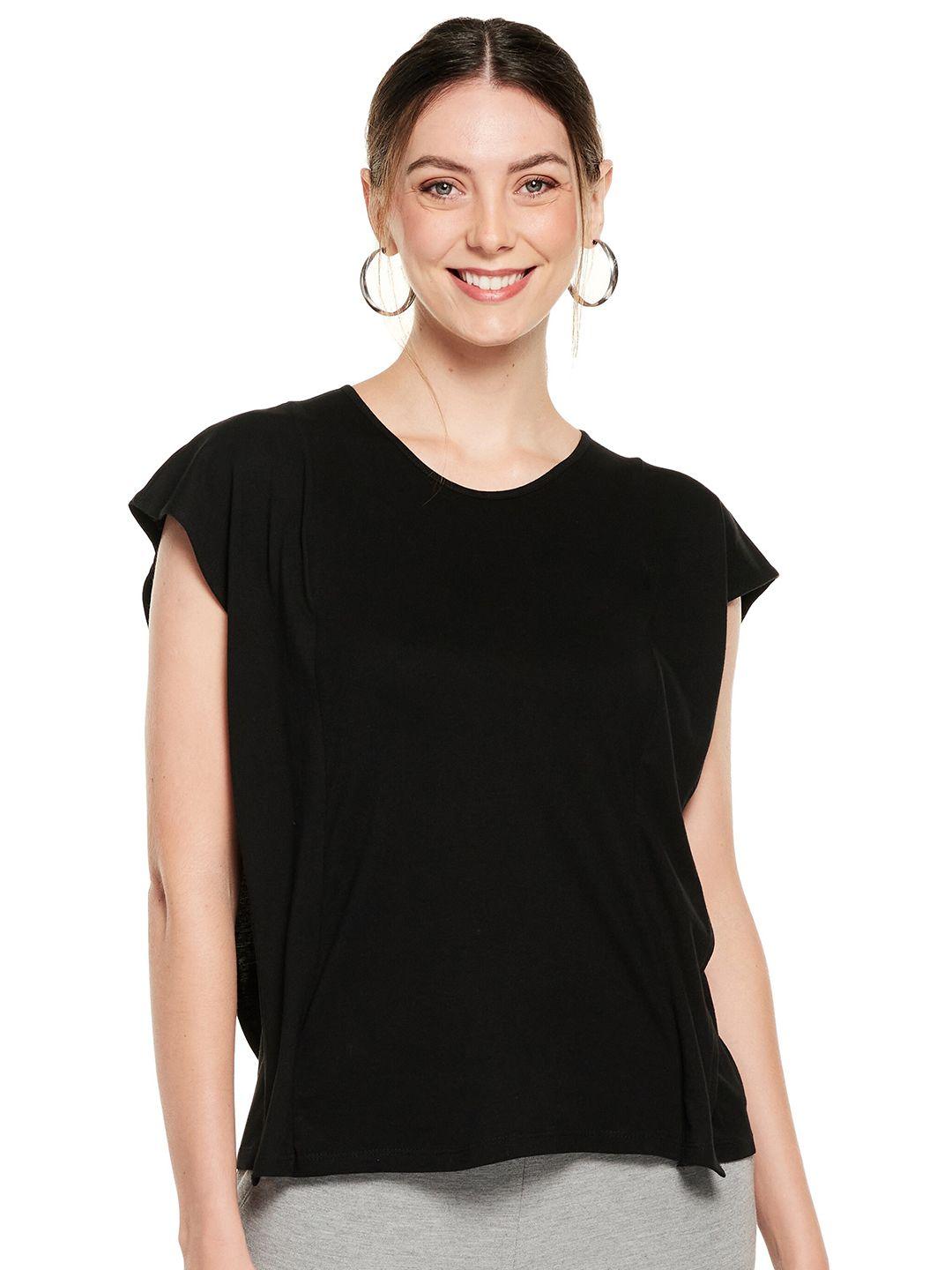 unmade-women-black-extended-sleeves-pure-cotton-top