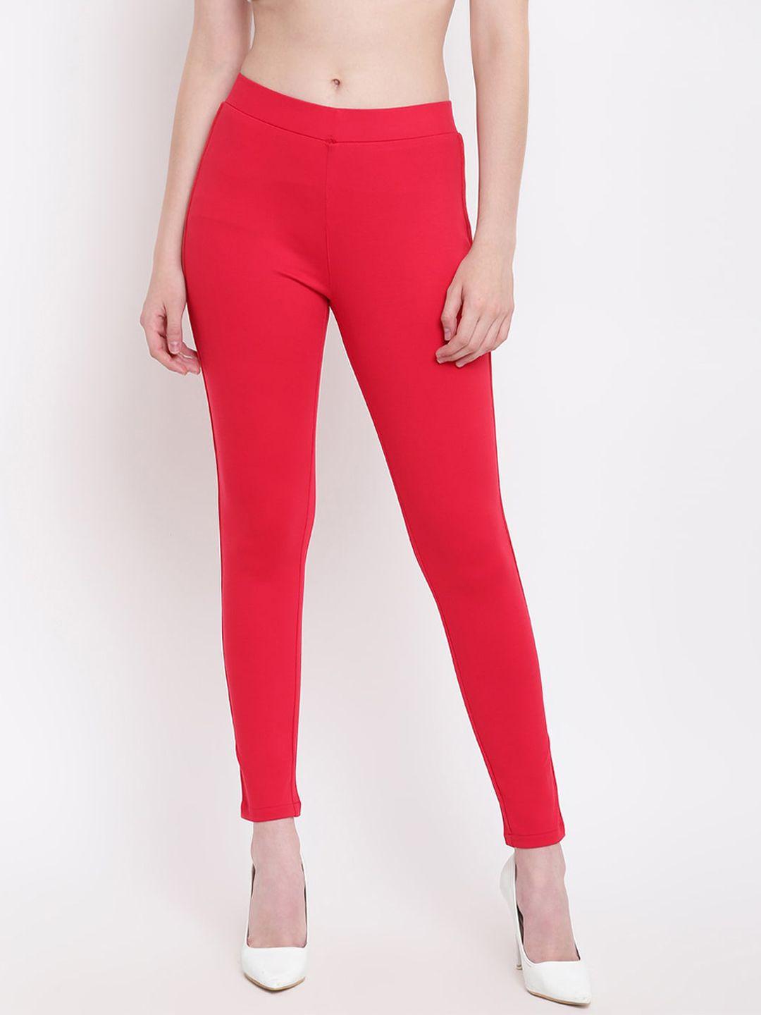 be-indi-women-red-slim-fit-jeggings