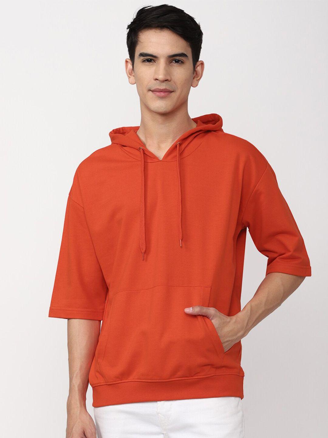 FOREVER 21 Men Orange Hooded Sweatshirt