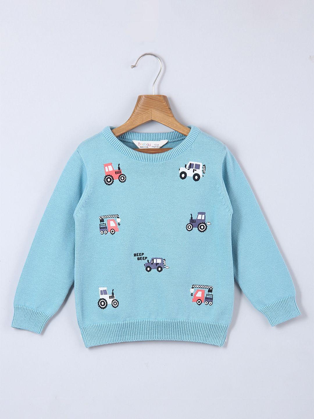 beebay-boys-blue-&-blue-embroidered-pullover-sweater