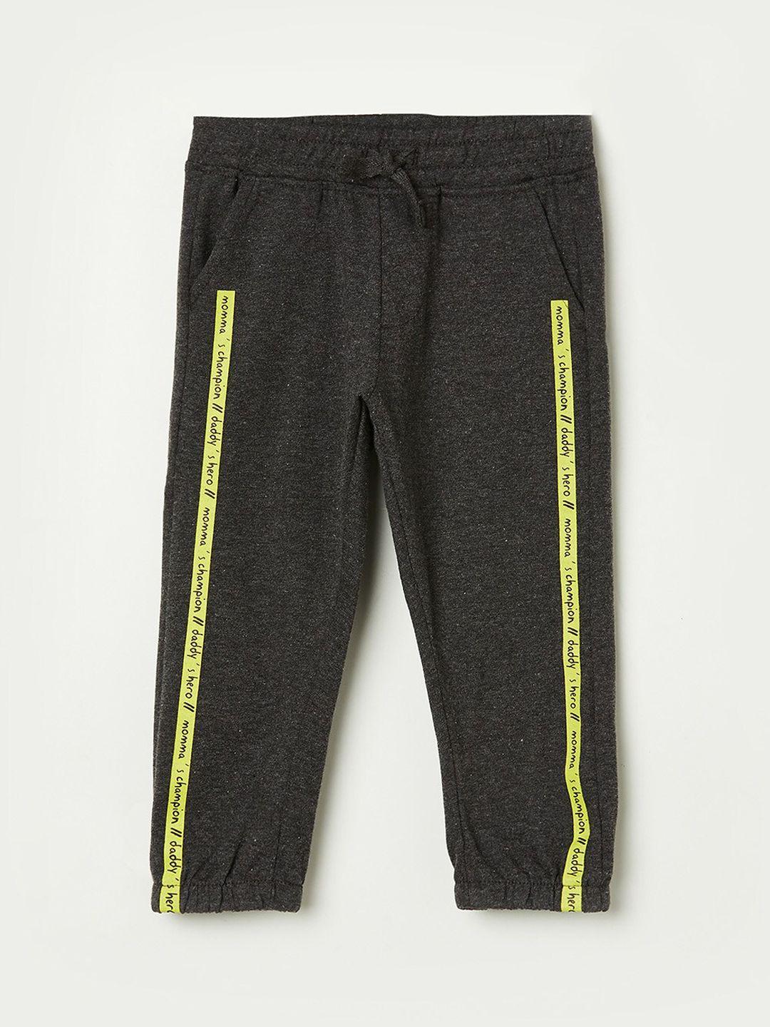 Juniors by Lifestyle Boys Charcoal Grey & Yellow Striped Cotton Jogger