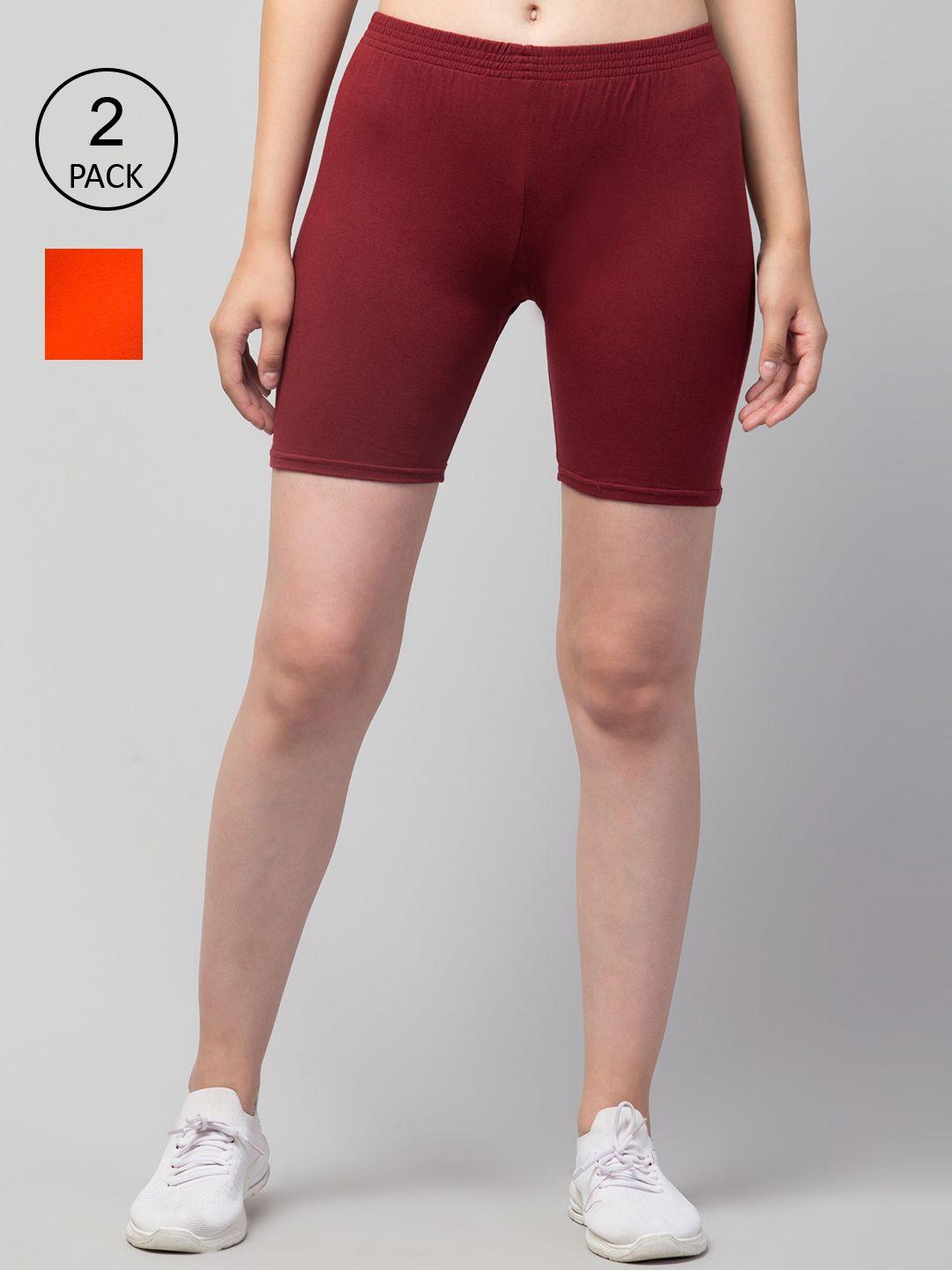 Apraa & Parma Women Orange Slim Fit Cycling Sports Shorts