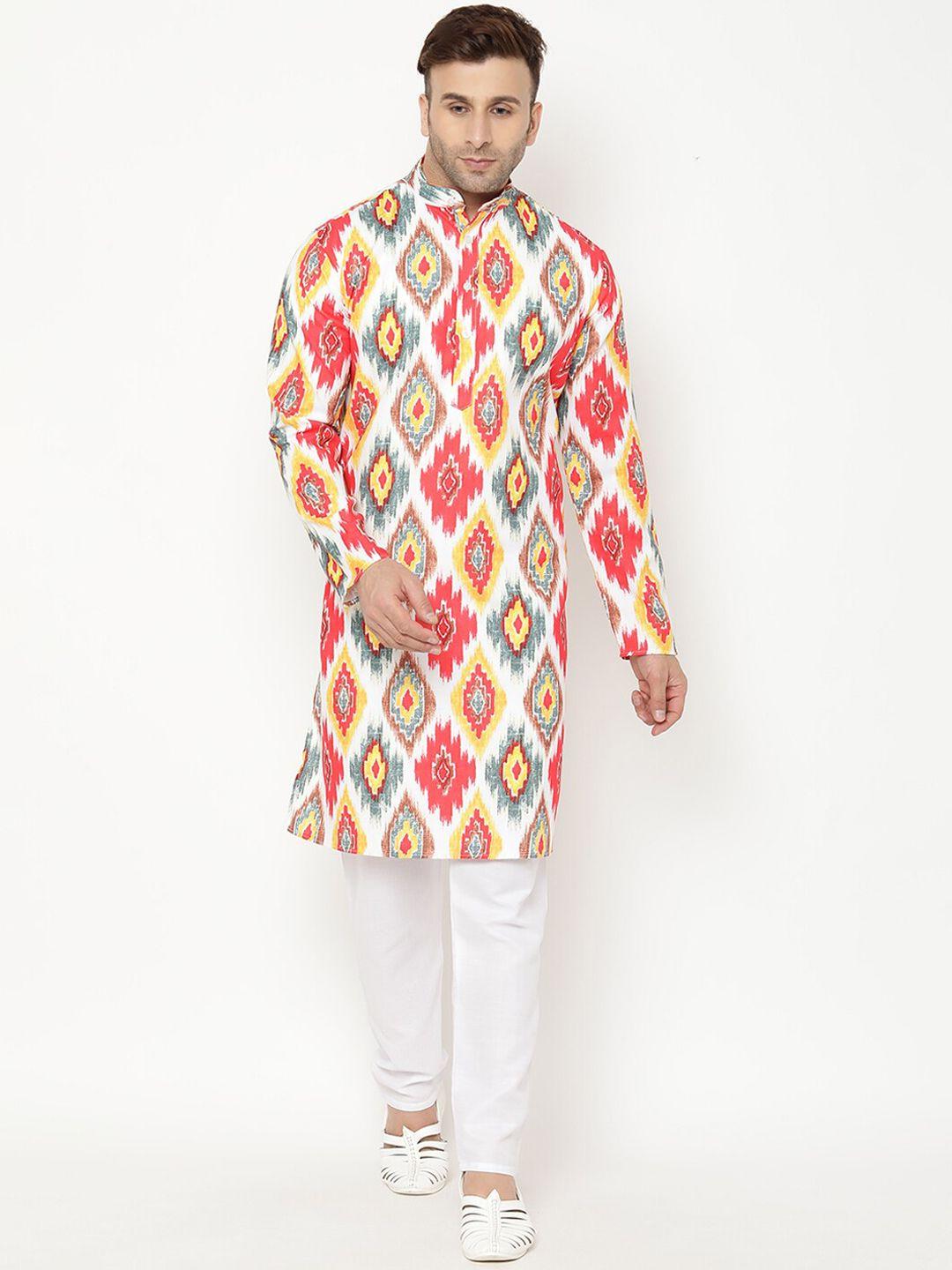 hangup-men-white-printed-kurta-with-pyjamas