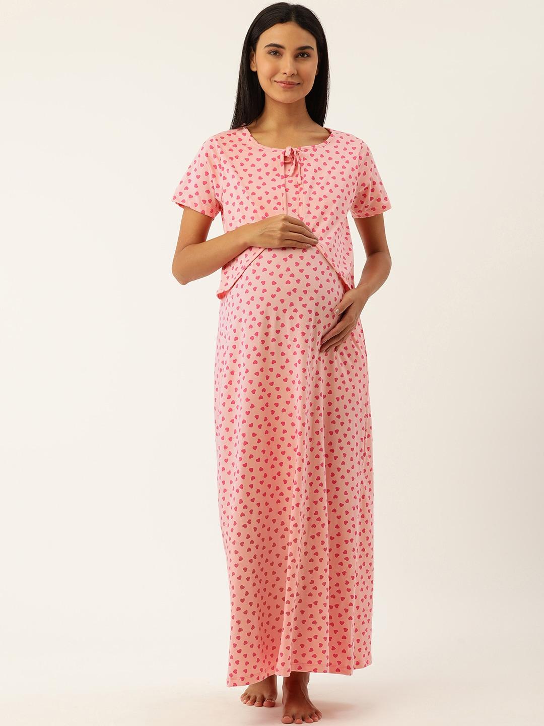 Nejo Maternity Printed Cotton Maxi Nightdress