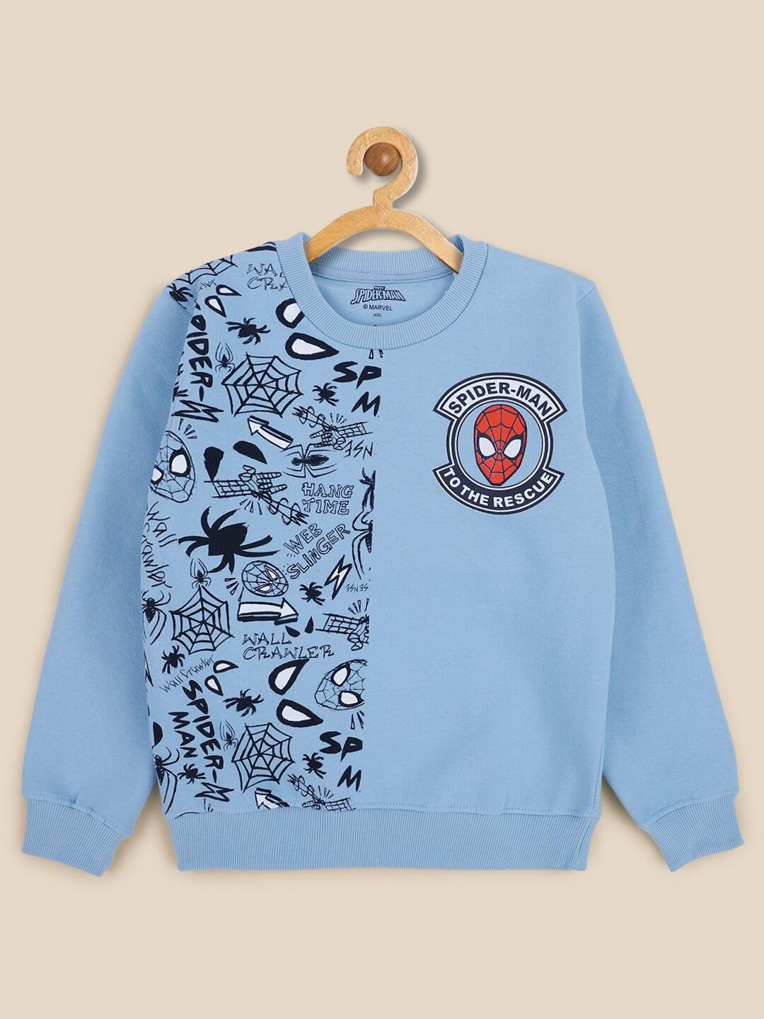 Kids Ville Boys Blue Spiderman Printed Sweatshirt