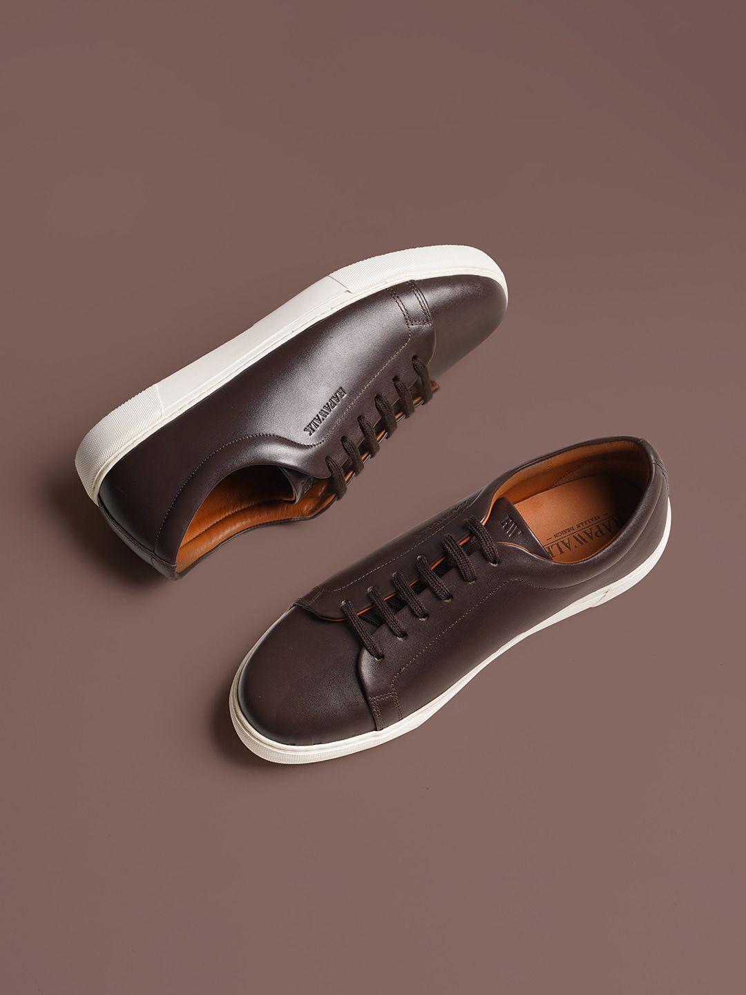 RAPAWALK Men Solid Leather Lace-Up Sneakers
