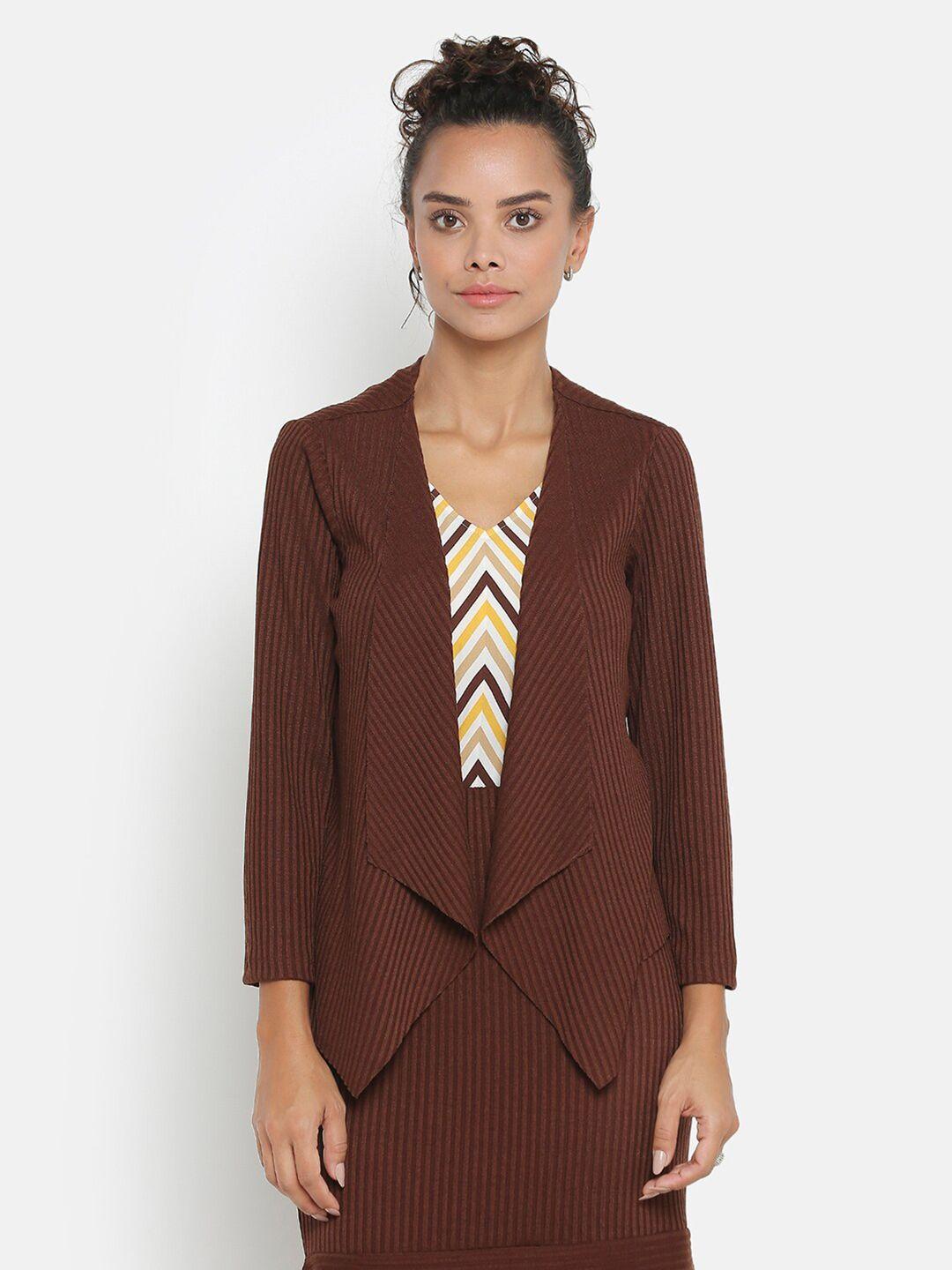 office-&-you-women-brown-striped-party-shrug