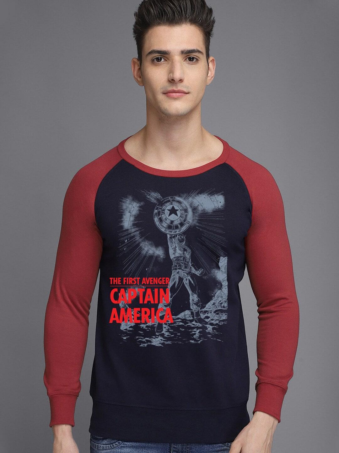 free-authority-men-captain-america--printed-pullover-sweatshirt