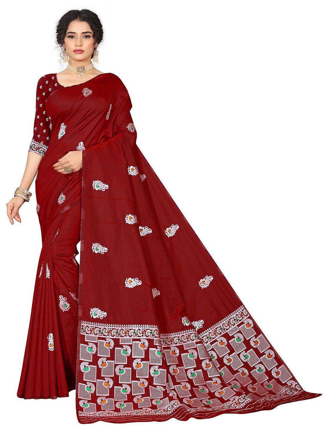 rivana-maroon-&-silver-toned-ethnic-motifs-zari-pure-silk-banarasi-saree
