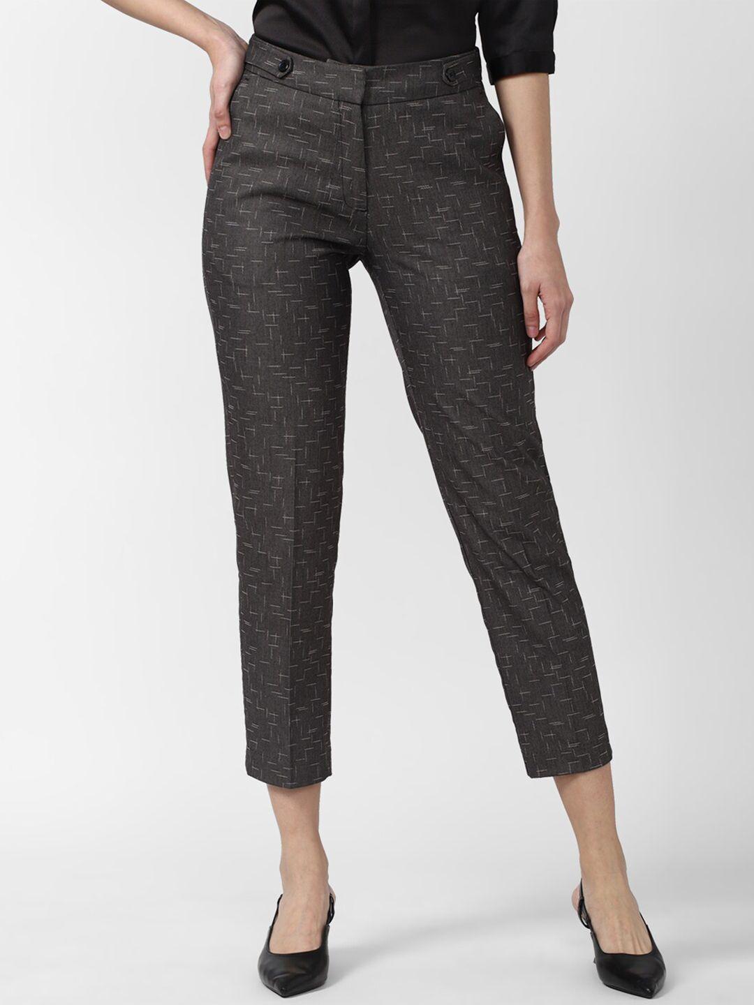 van-heusen-woman-grey-textured-trousers
