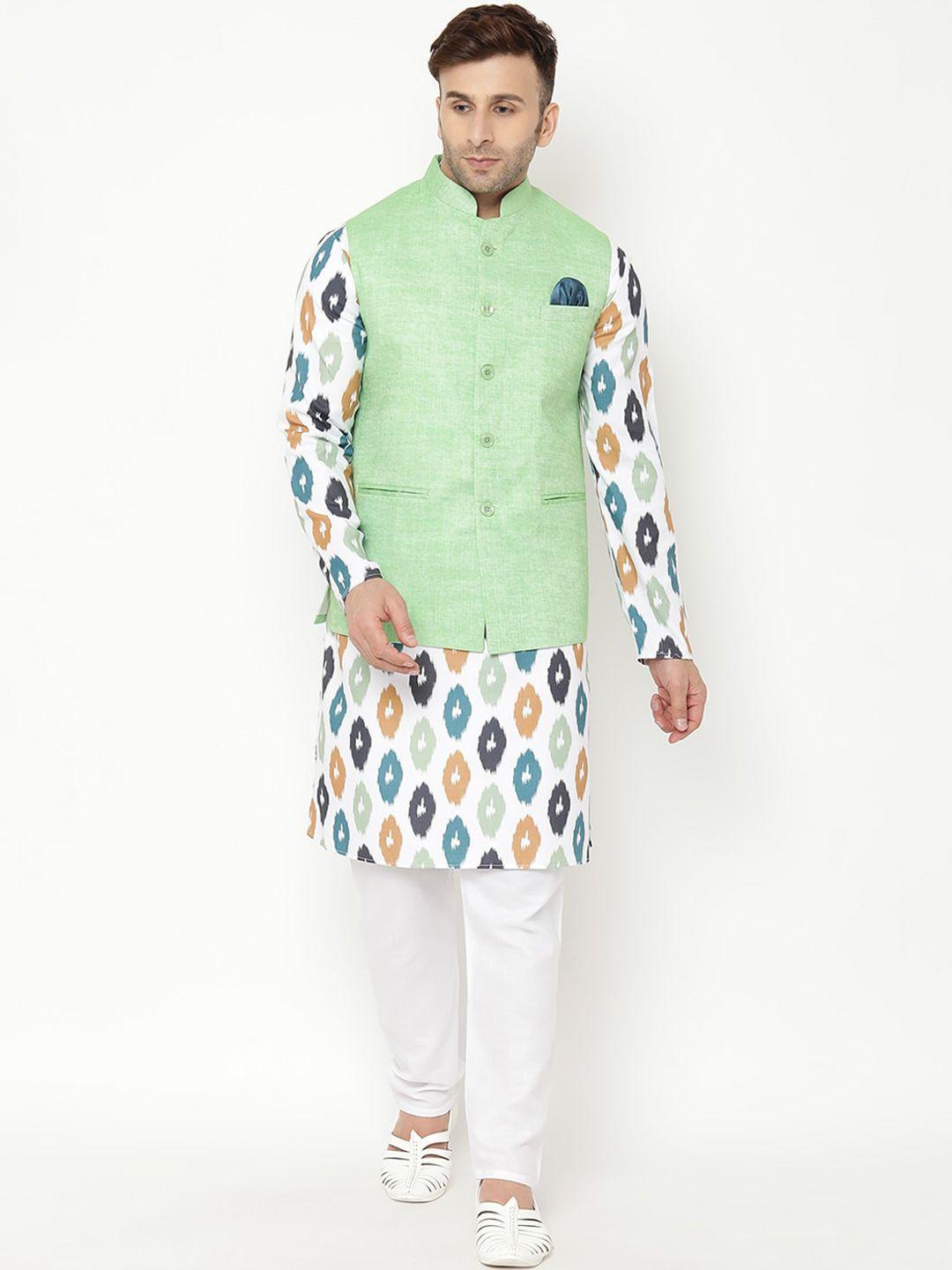 hangup-trend-men-printed-kurta-&-pyjamas-with-nehru-jacket