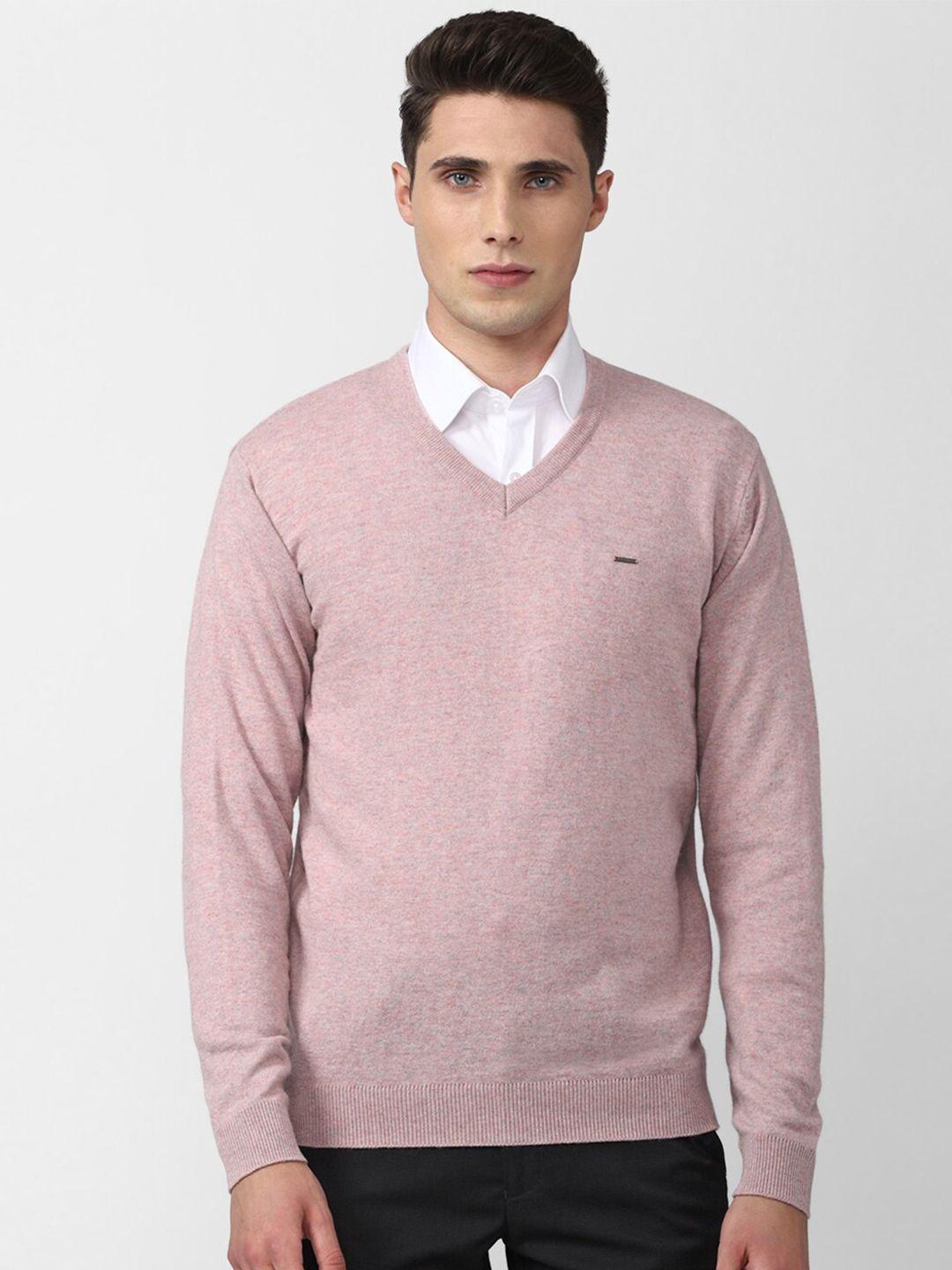 van-heusen-men-pink-v-neck-long-sleeves-acrylic-pullover