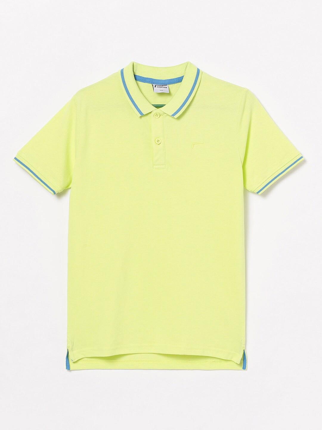 Fame Forever by Lifestyle Boys Lime Green Polo Collar Pure Cotton T-shirt