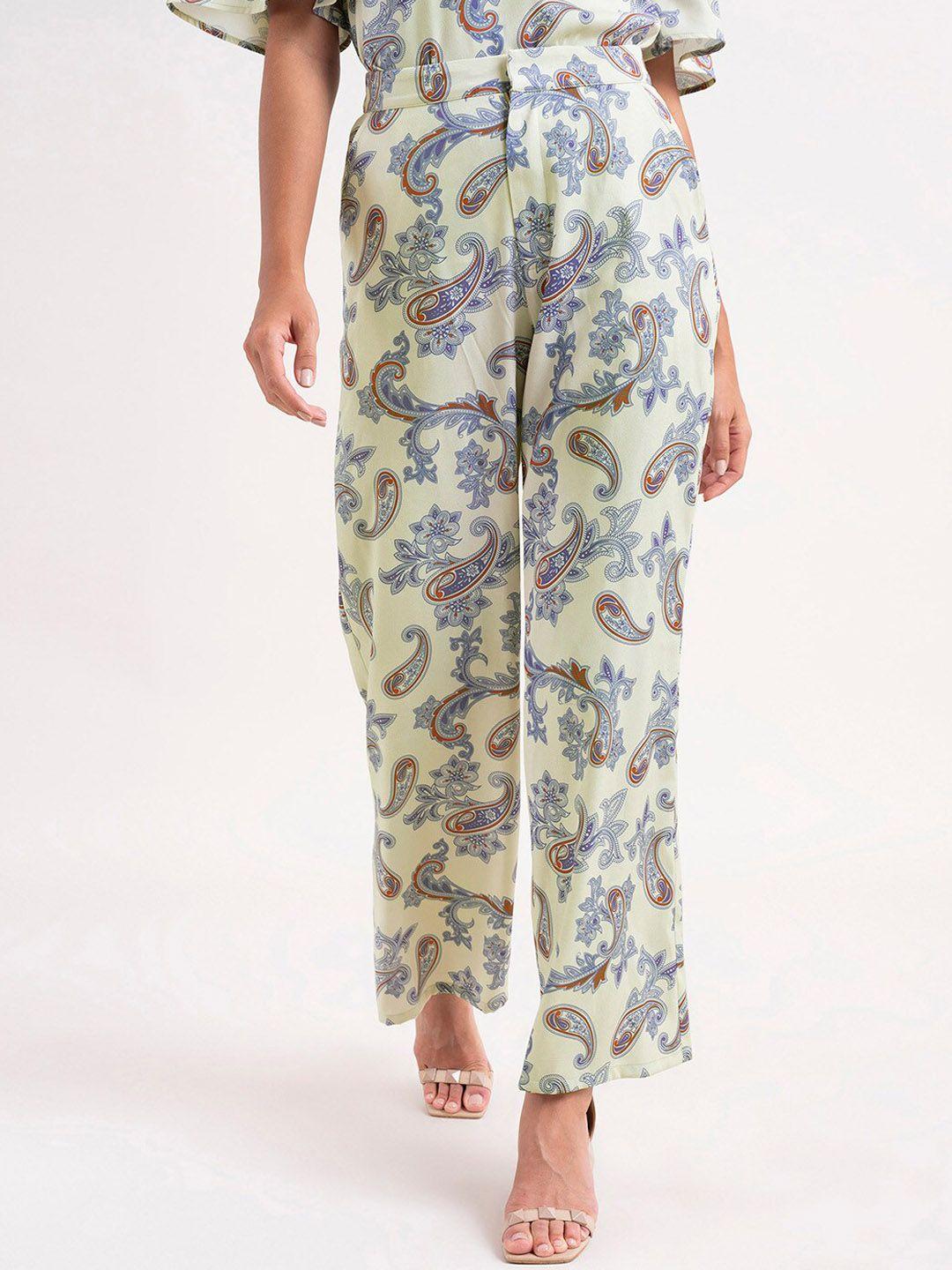 FableStreet Women Ethnic Motifs Printed Comfort Flared Trousers