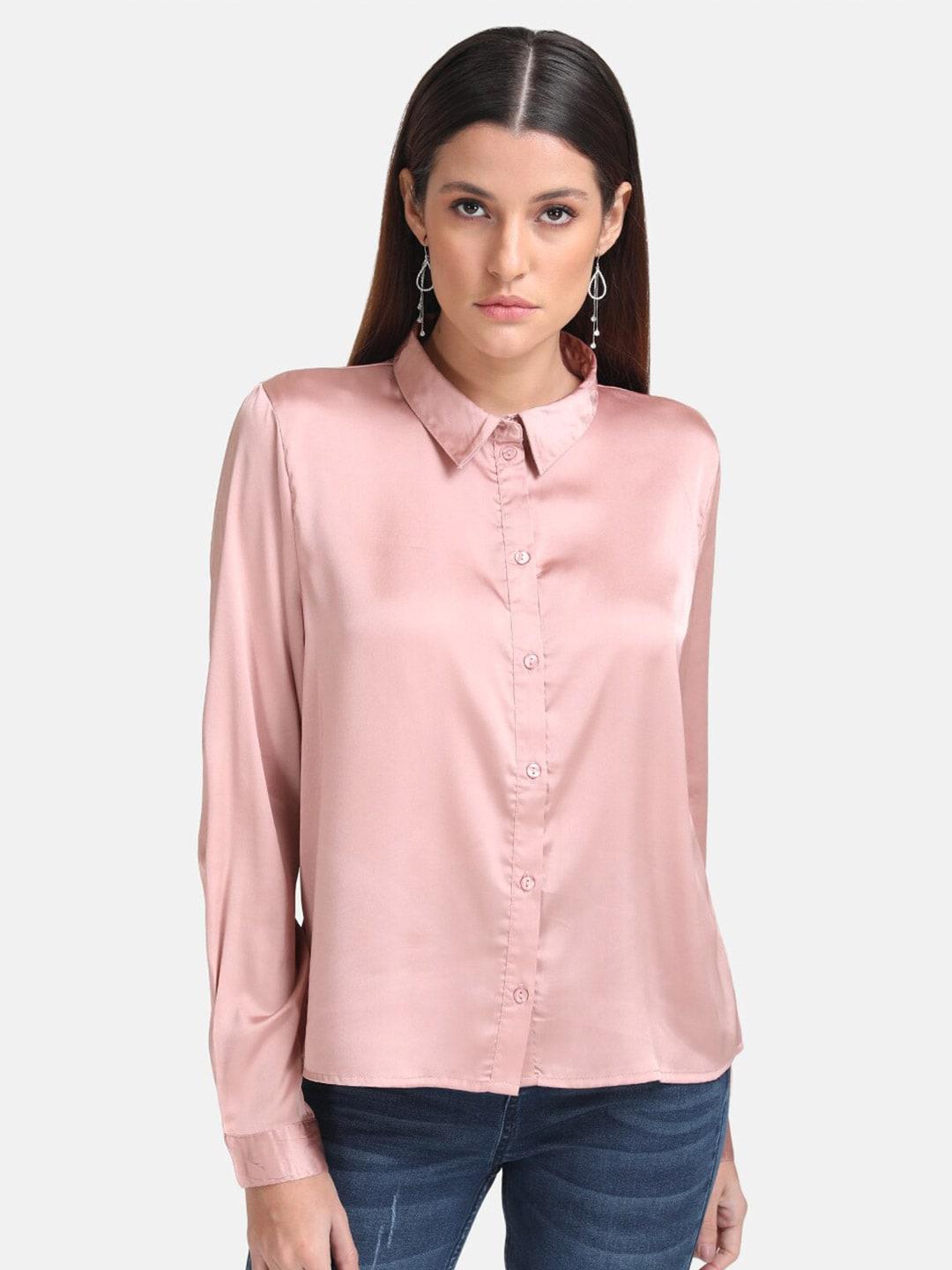 kazo-women-pink-classic-slim-fit-shirt