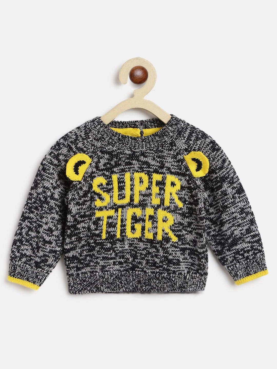 Chicco Boys Grey & Yellow Typography Printed Pullover