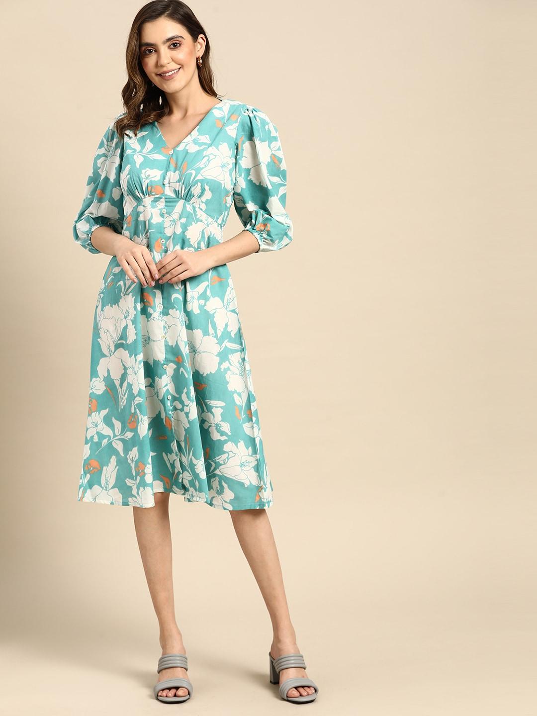 all about you Floral Printed Pure Cotton A-Line Dress